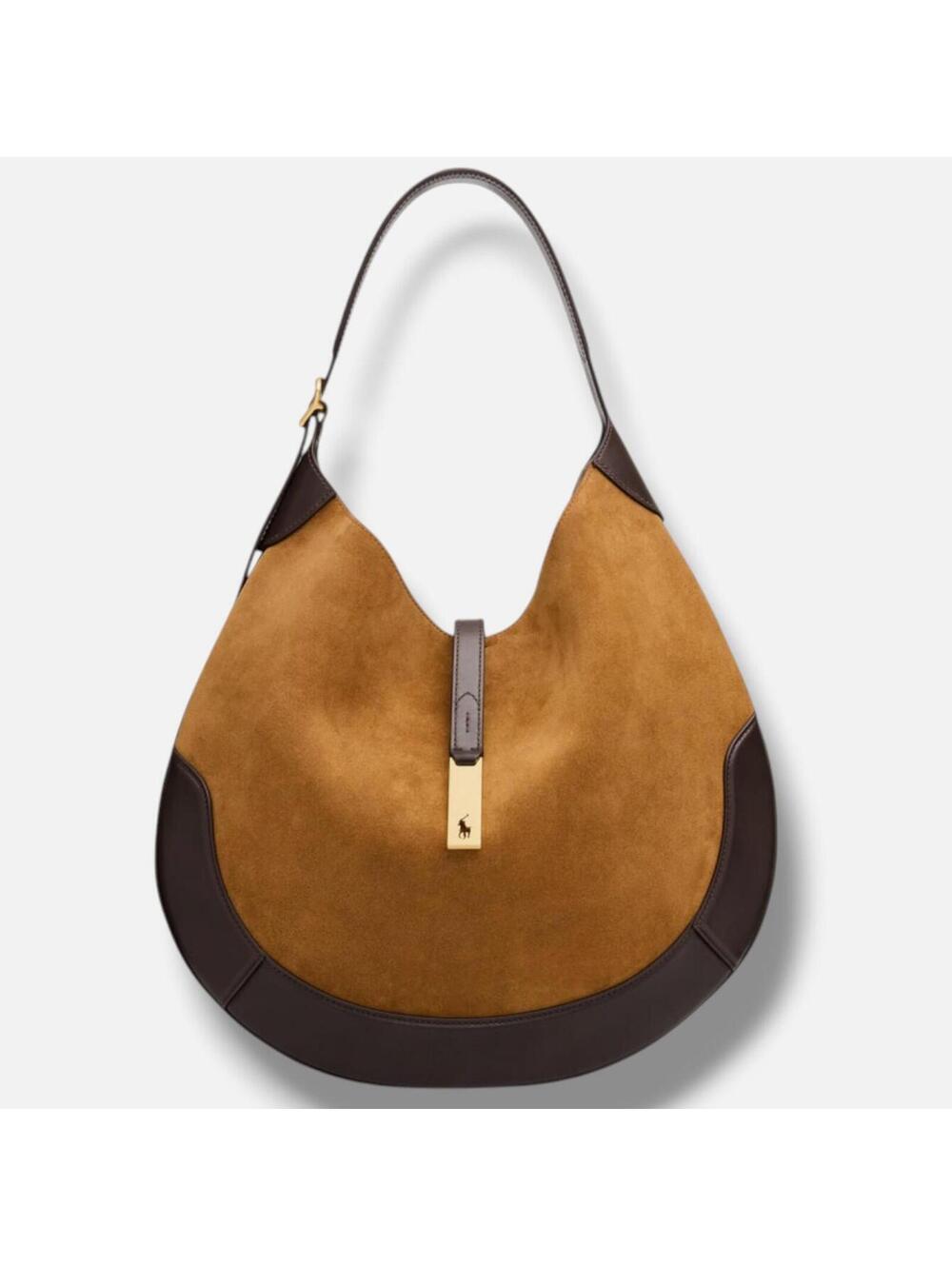 Polo ID Ralph Lauren Women's Brown Suede Large Shoulder Bag - Picture 2 of 7